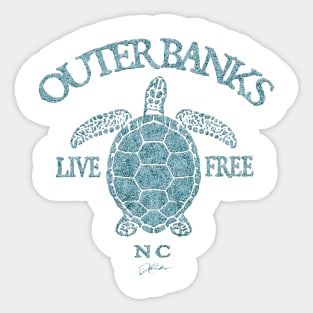 Outer Banks, NC, Live Free Sea Turtle Sticker